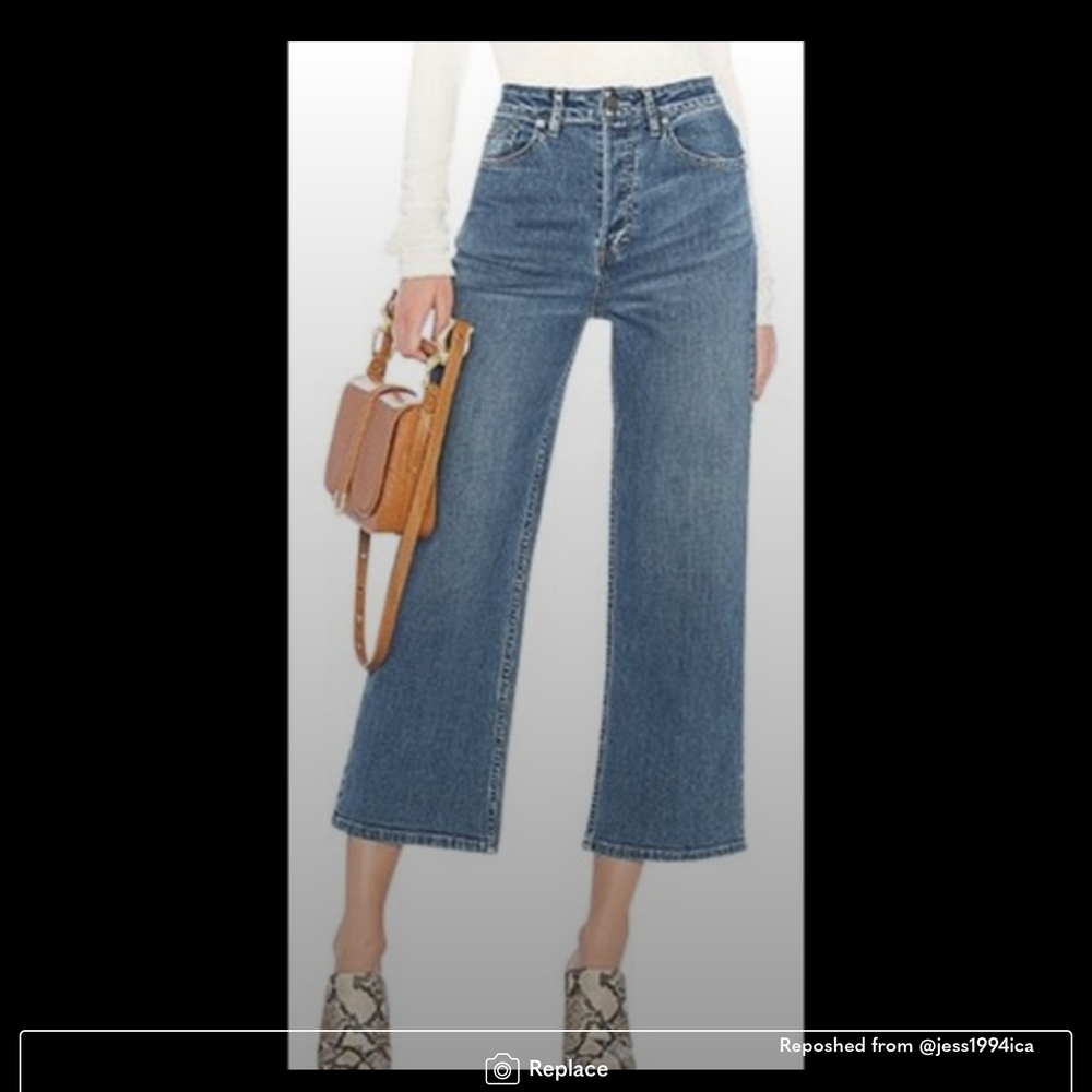 Blue Flare Wide Leg Jeans with High Waist